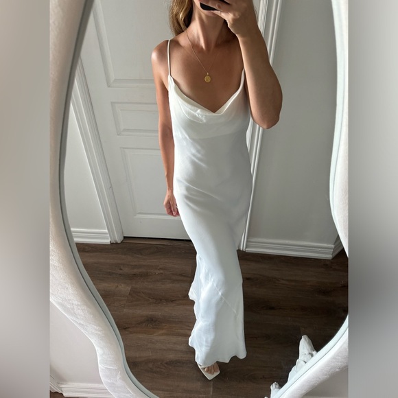 Zara white cowl neck silky slip dress - Picture 2 of 7